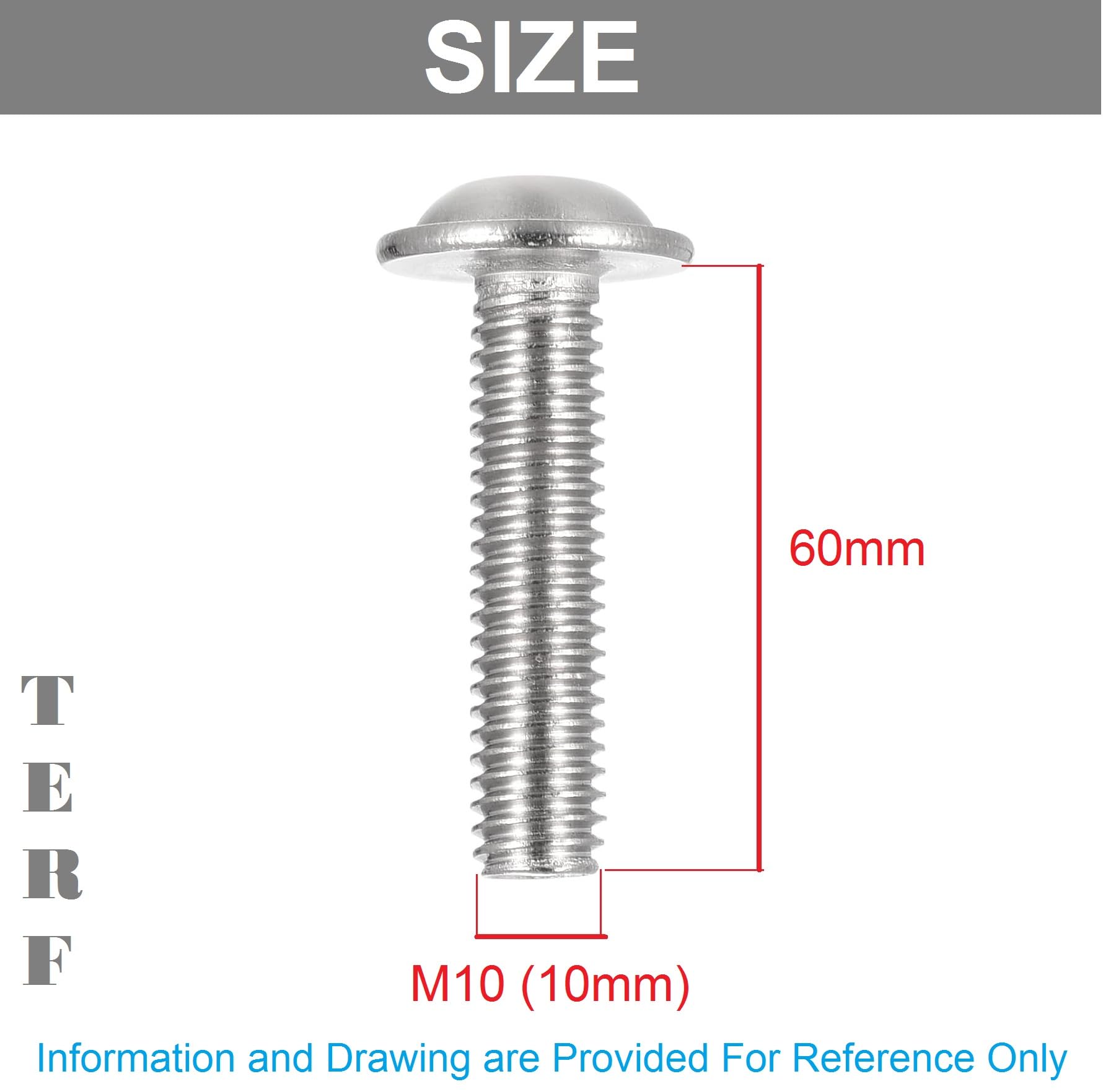 TERF® M10 X 60mm Flange Hex Socket Cap Button Head Machine Screws High Tensile Grade 10.9 Machine Screw M10 (10mm) X 60mm Allen Key Hexagonal Socket Bolts - Image 3