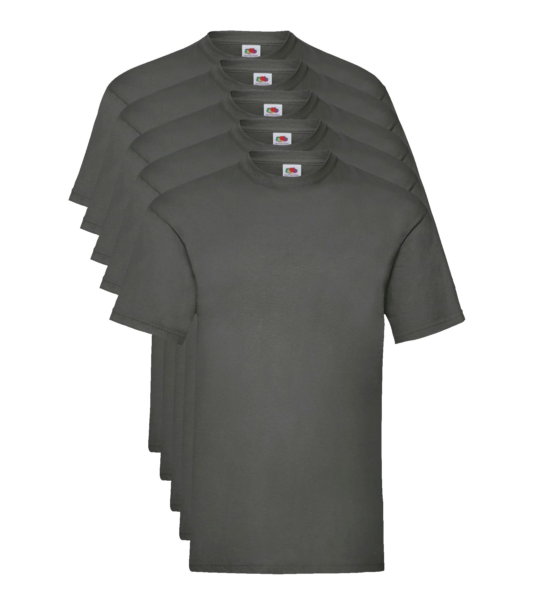 FRUIT OF THE LOOM Men's Valueweight 5 Pack T Shirt, Grey (Light Graphite Gl), XXL UK