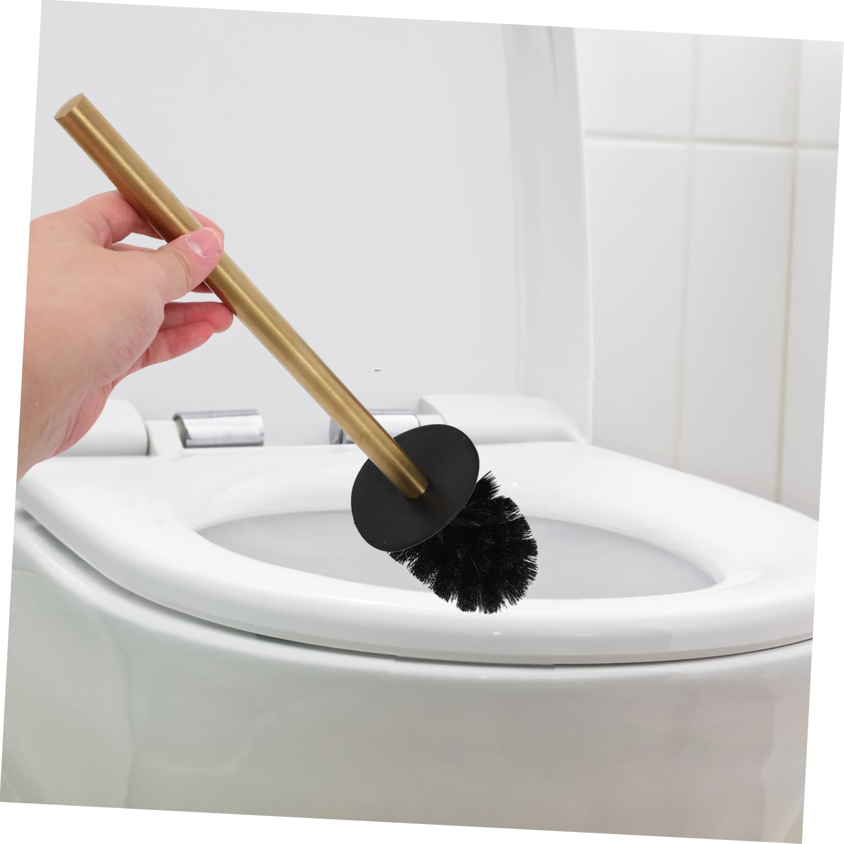 Didiseaon Portaescobillas de Baño de Acero Inoxidable, Cepillo de Inodoro con Soporte, Diseño Moderno, Secado Rápido y Mango Largo para Hotel y Centro Comercial