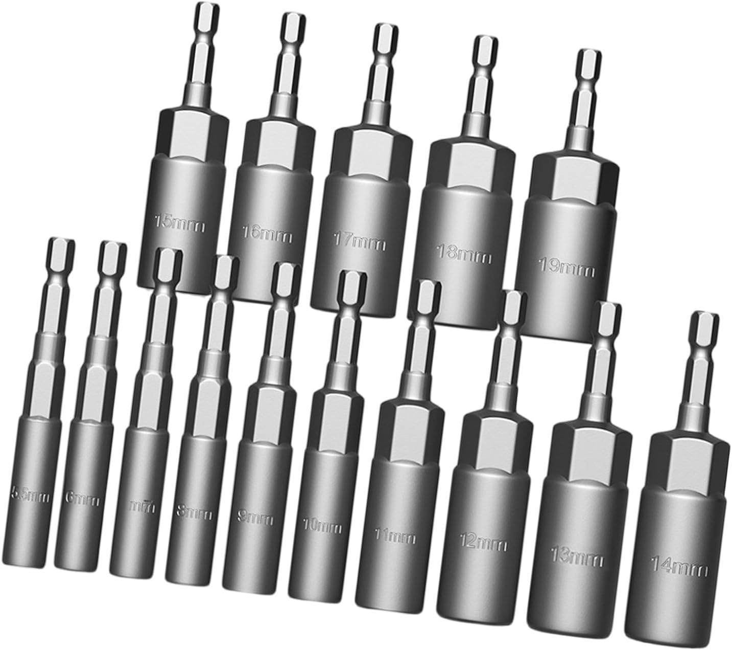 5.-14mm/.-19mm Socket Adapter Drill Bit Nut Driver Set 1/4inch Hexagonal Nut Driver Holder Extension Holder Tool for Power Tool Steel Socket Tool