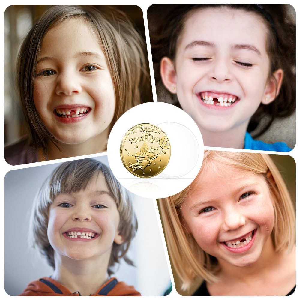 12 Pezzi Monete della Fatina dei Denti, Regalo Fatina dei Denti, Della Fatina Dei Denti, Diverse Monete D'Oro Cartone Animato, Regali Moneta Dei Denti Per Ragazzi E Ragazze