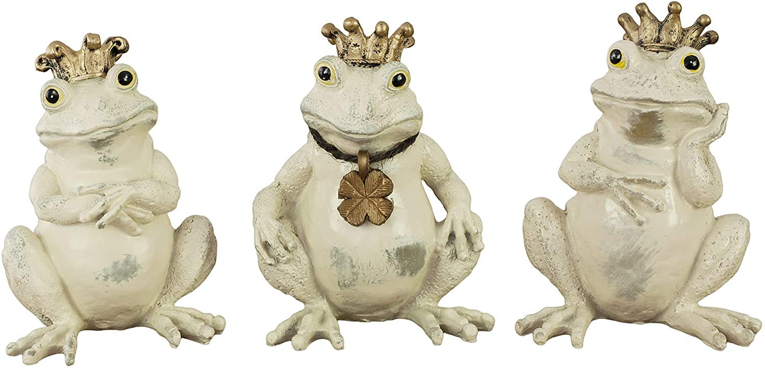 Amazon.co.jp: 王冠をかぶった3匹のカエルが楽しそうな オブジェ 置物