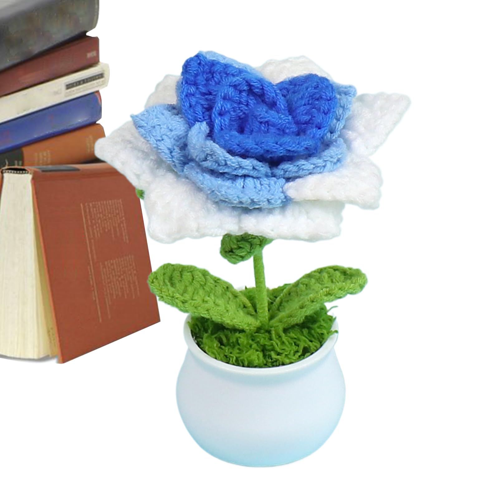 Decorative Crochet Flowers - Handmade Flower Bouquet, 13.78x9.45 Inches Crochet Sunflower with Daisy, Woven Yarn Floral Arrangement with Elegant Style, Fake Flower, Knitted Flowers for Centerpiece