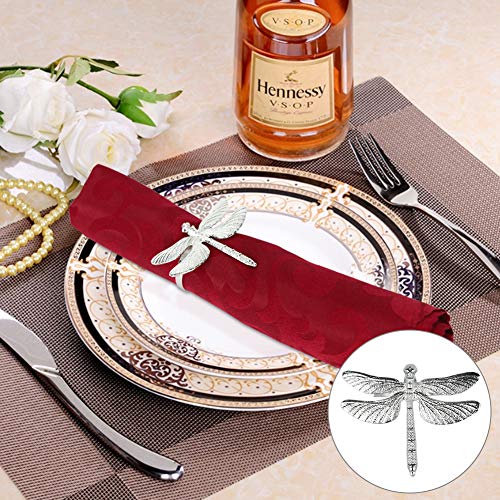 Frjjthchy Metal Napkin Rings, Set Of 6 Decoration Dragonfly Napkin Ring Holder For Wedding/Christmas/Holiday And Family Gathering (Silver) #TOP3