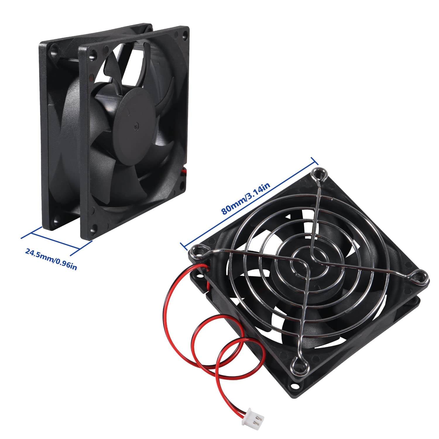 Tosuny 3D-Drucker Lüfter – 2 Stück, 80x80x10mm, 12V, 6000 U/min, Leise, Für Kühlung