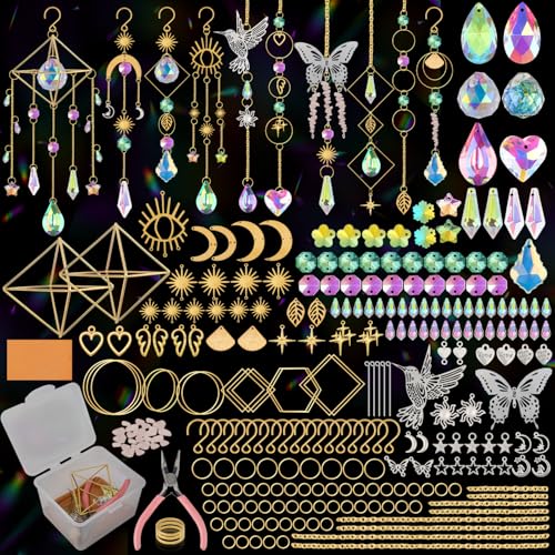 Ecoofor 500 Pcs DIY Suncatchers Kits for Adults Crystal Sun Catchers Rainbow Maker Art and Crafts for Adults Hanging Decorative Suncatchers for Windows Home Parties and Weddings