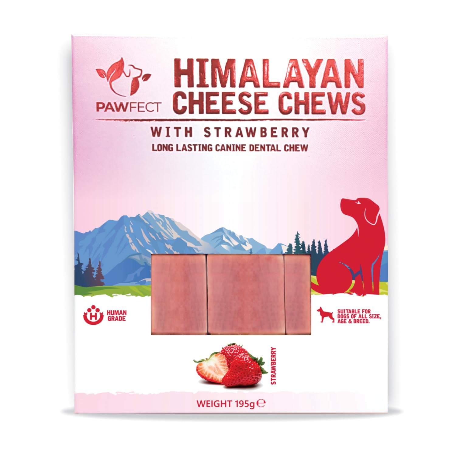 Pawfect Himalayan Cheese Chew Bar with Strawberry 195g (3x 65g)