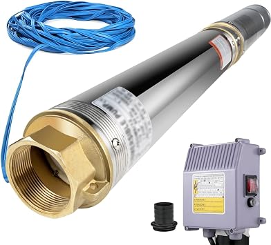 Mini Power Small Pump 1.5HP 240V Deep Well Pump 1100W Submersible Pump 335ft Head 24GPM Stainless Steel Borehole Water Pump Industrial Home Use
