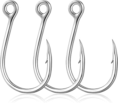Alwonder 10-Pack Inline Hooks 5X Strong Single Replacement Hook for Hard Baits, High Carbon Steel Heavy Duty Welded Eye Fishing Hooks, Jigging Hook for Freshwater Saltwater Trolling Fishing Tackle