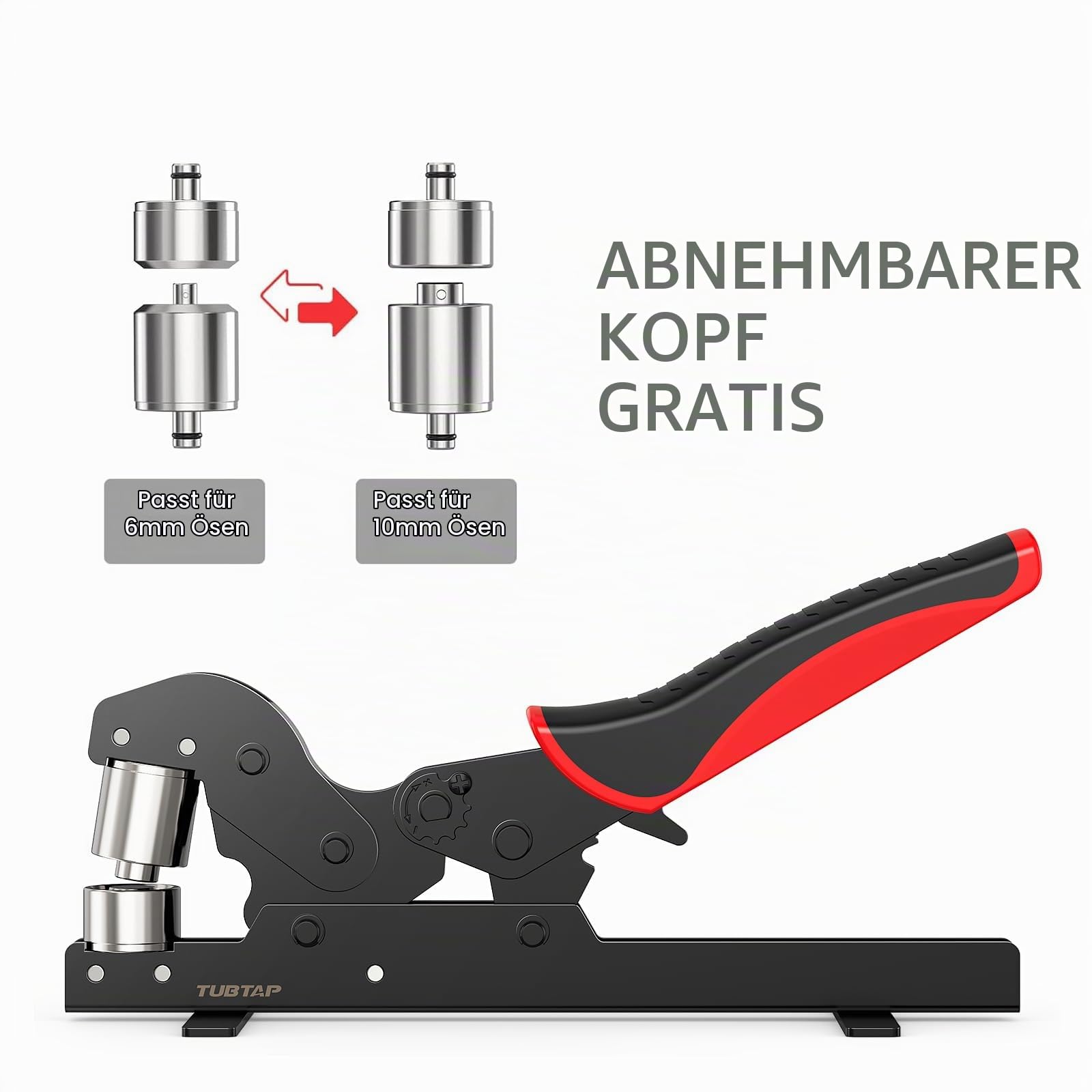 Horizontal Ösenzange Set - TUBTAP® Ösenzange-WerkzeugSet mit 500 Ösen (Ø 10mm) Ösenzange für Stoffe, Planen und Sonnensegeln