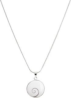 Collar Ojo de Santa Lucía | Plata de Ley 925 | Concha Natural I Ojo de Shiva I Colgante de 18mm de diámetro | Cadena 45cm de largo | Concha Natural plateada de color blanco