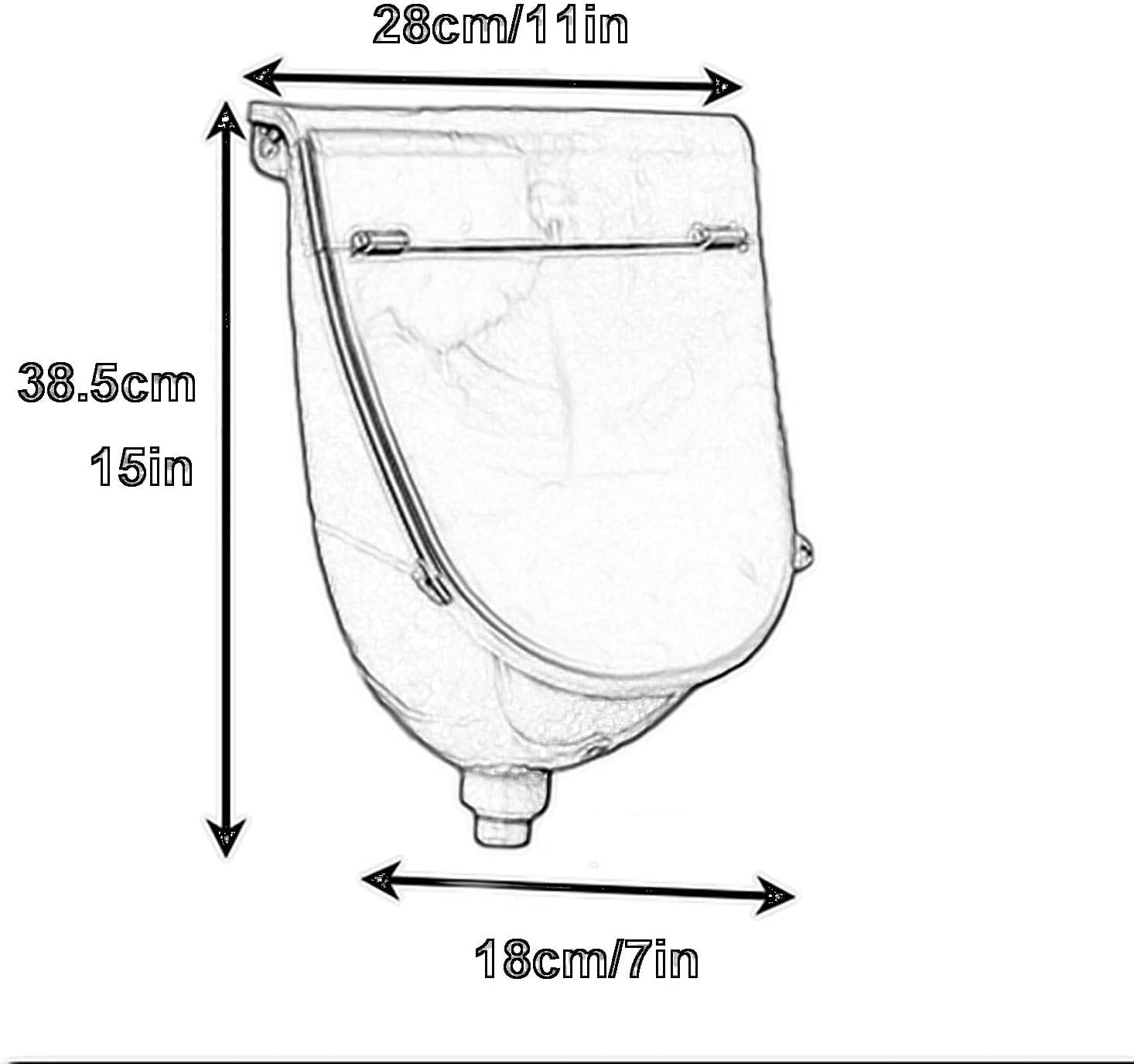Plastic Urinals Male Waterfree Urinals with Lid，Wall Mounted Plastic Urinal with Manual Flush Valve and Pipes for Garage, Shed, Backyard(White)