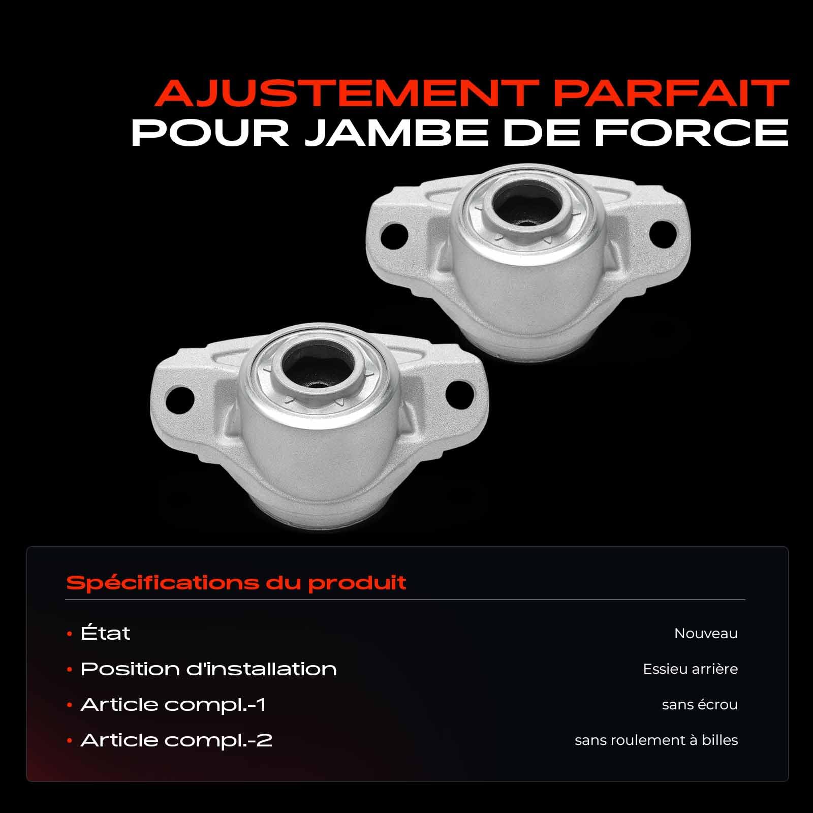 Frankberg 2x Palier de jambe de suspension Arrière Gauche Droite Compatible avec Golf VII 5G1 BE1 BE2 BQ1 Polo AE1 AW1 BZ1 Passa.t 3G2 CB2 Octav.i.a IV A3 8V1 8VK Jet.t.a Leon Remplacer# 5Q0513353G