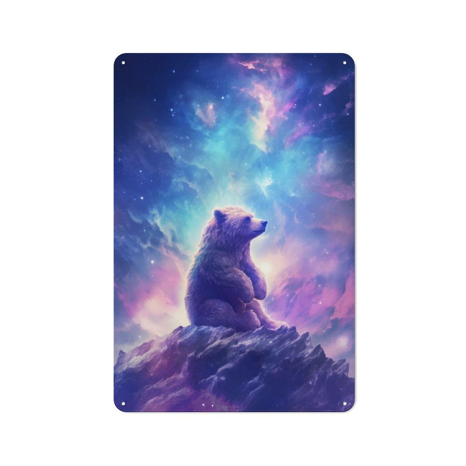 Junmoney Bear In Space Vintage Tin Sign 30X20cm With For Guest Room Or Hallway, For Vintage Wall Decor Fans, For Themed Room Decoration