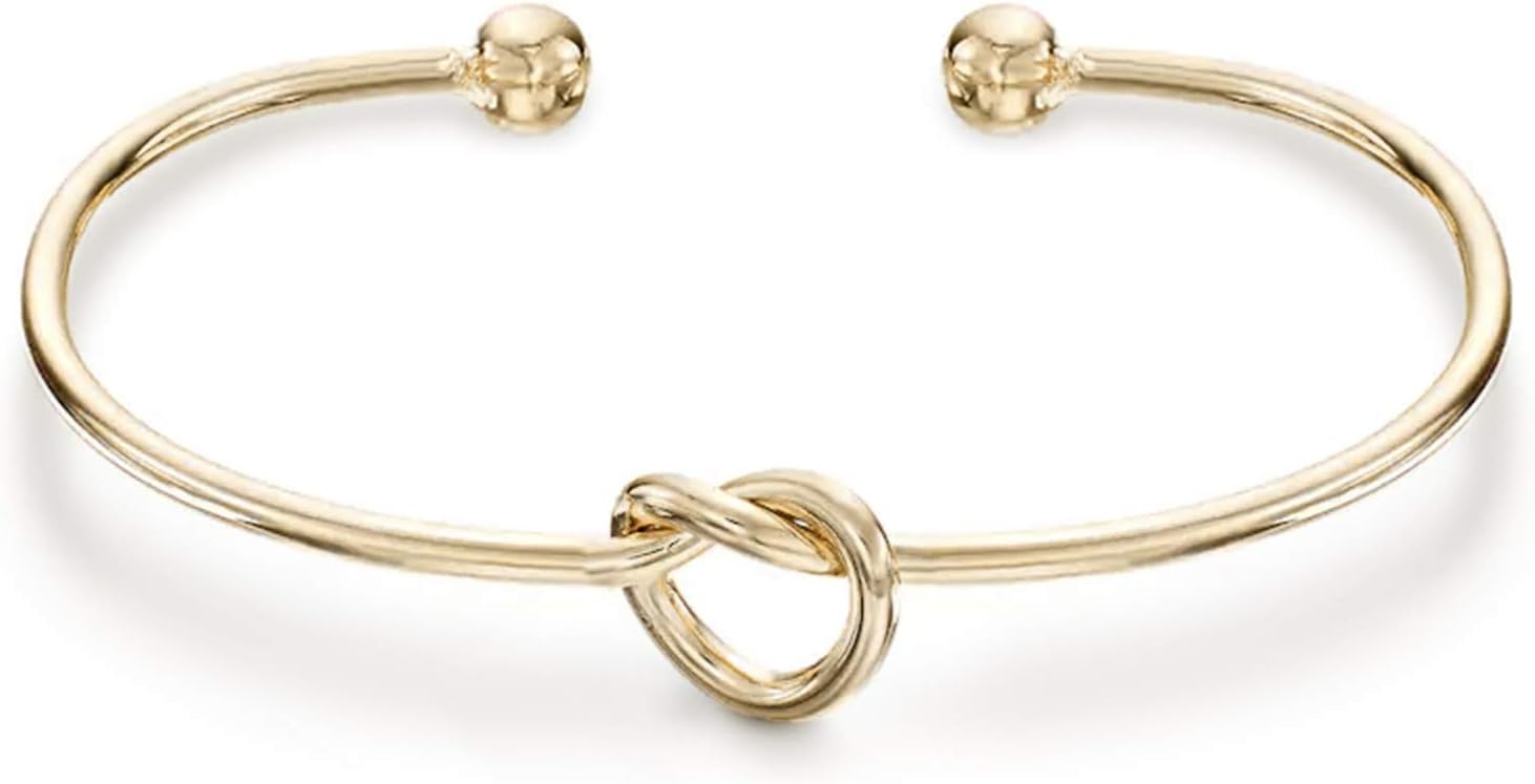14K Gold Plated Forever Love Knot Infinity Bangle Bracelets for Women | Gold Bangle Bracelet for Women