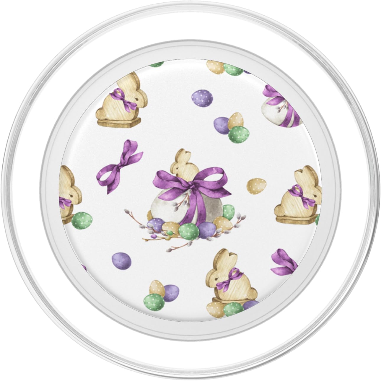 Unique Easter Bunny And Easter Egg Pattern Purple Spring PopSockets MagSafe PopGrip for iPhone