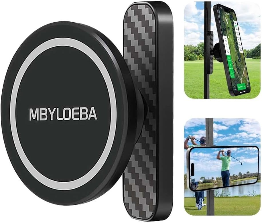 Magnetic Golf Cart Phone Holder & Gym Mount - N52 Strong Magnet for Any Metal Surface, Versatile Golf Cart Accessories, Birthday Gifts for Men Husband, Fits MagSafe iPhone 17-12 (Black)