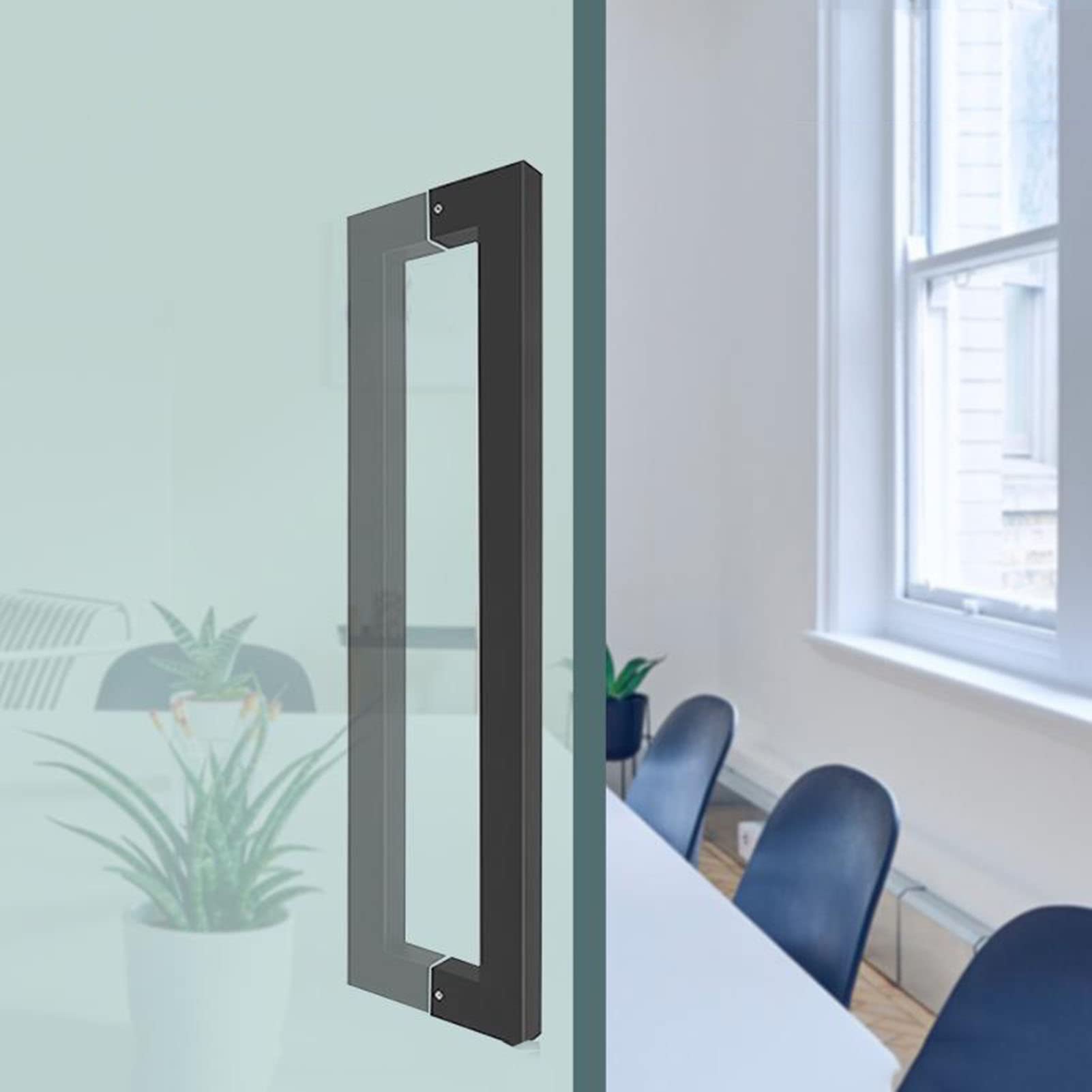 GYRAZXS ty Stainless Steel Sliding Barn Door Handle Modern Push Door Handle for Wooden Doors (L: 100cm/39.3in or 96cm/37.8in) Stylish & Durable Hardware