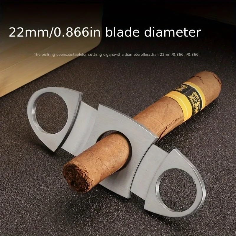 JDIME Cigar Cutter Scissors Guillotine, Stainless Steel Double Blade, Silver Metal Portable Manual Tool Set