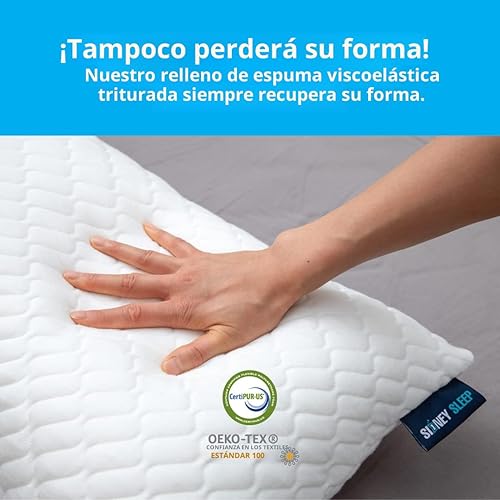 Miniatura 8 de Sidney Sleep Almohada para dormir de lado o bocarriba, comodidad para cuello y hombros, ajustable y personalizable (más o menos espuma viscoelástica