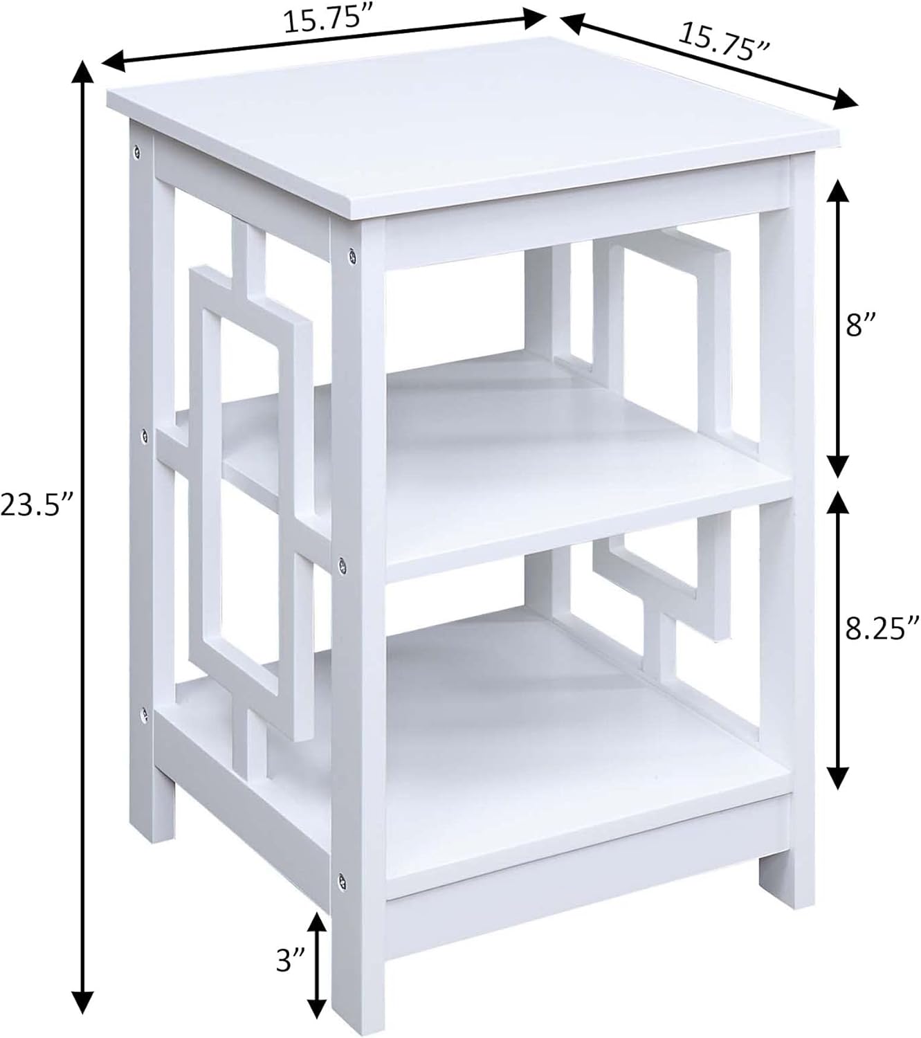 Convenience Concepts Town Square End Table with Shelves, White