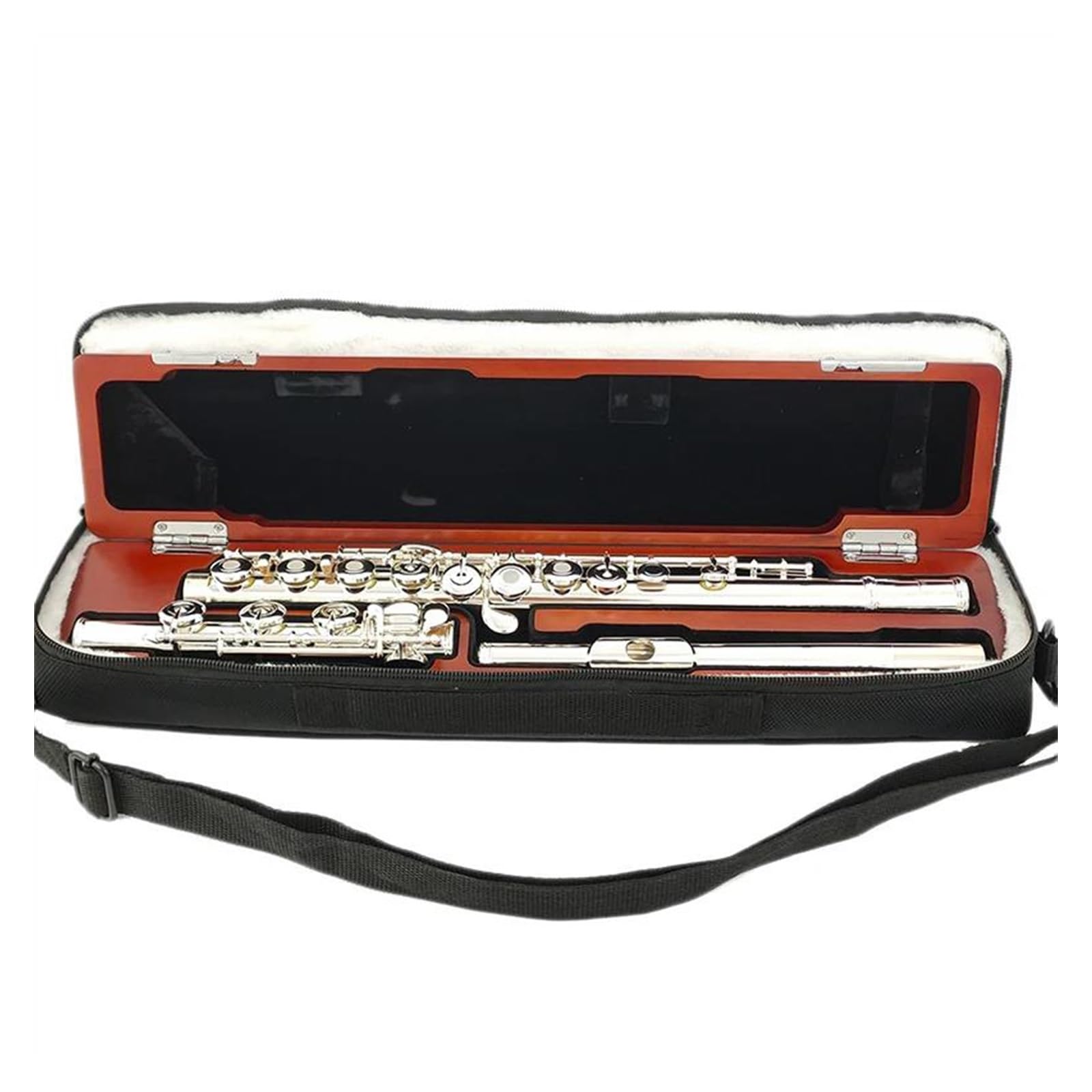 flauta de instrumento musical 17 agujeros abiertos C llave flauta cuerpo plateado plateado con llave E