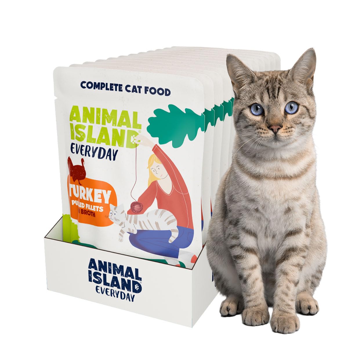 Animal Island Alleinfuttermittel Nassfutter Katze Erwachsen Puten-Filet in Brühe Nassfutter Beutel, 12 x 85g