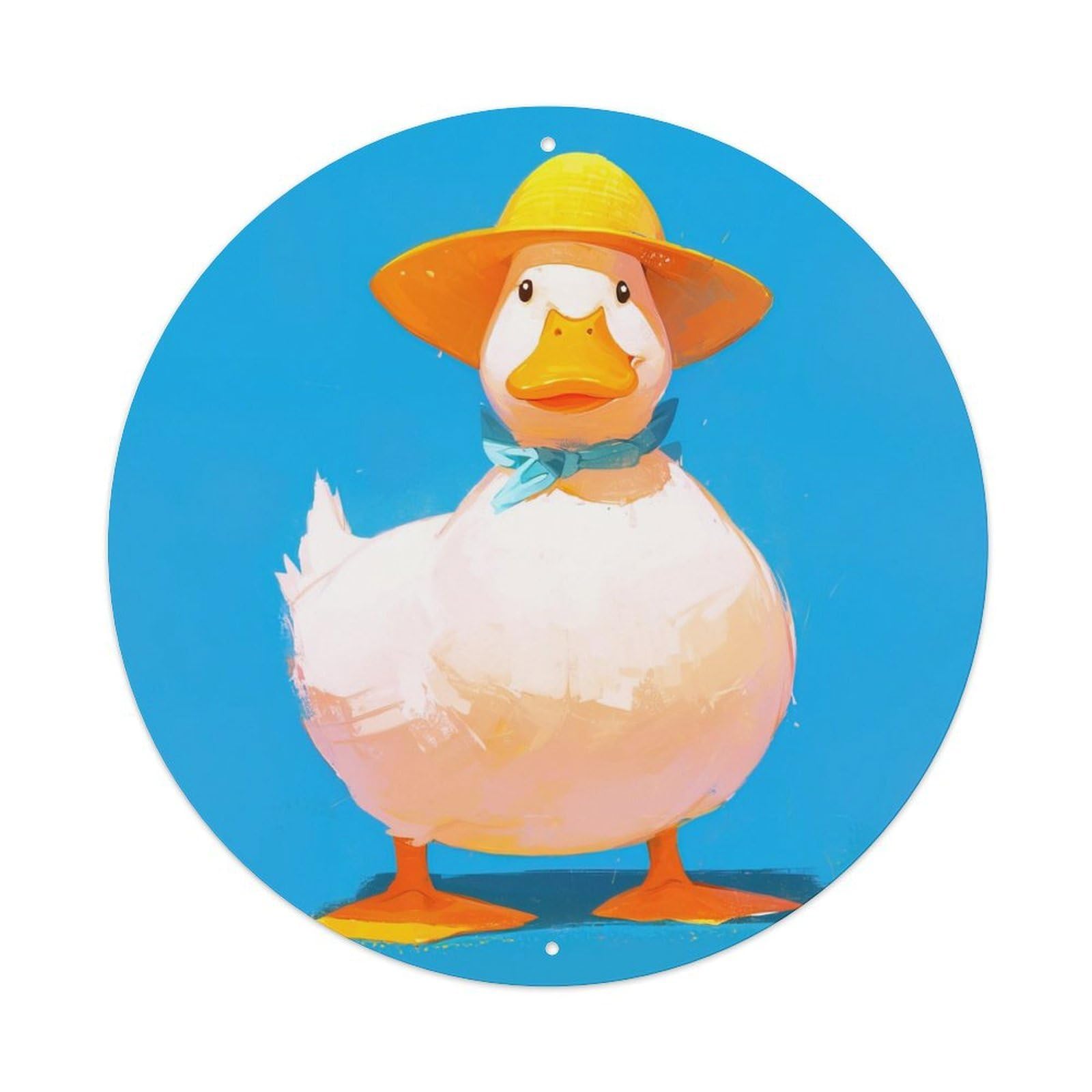 Animal Duckling with Hat Vintage Metal Tin Sign Plaque Wall Decor for Cafe, Club Bar, Office, Garden Metal Poster 8x8Inch