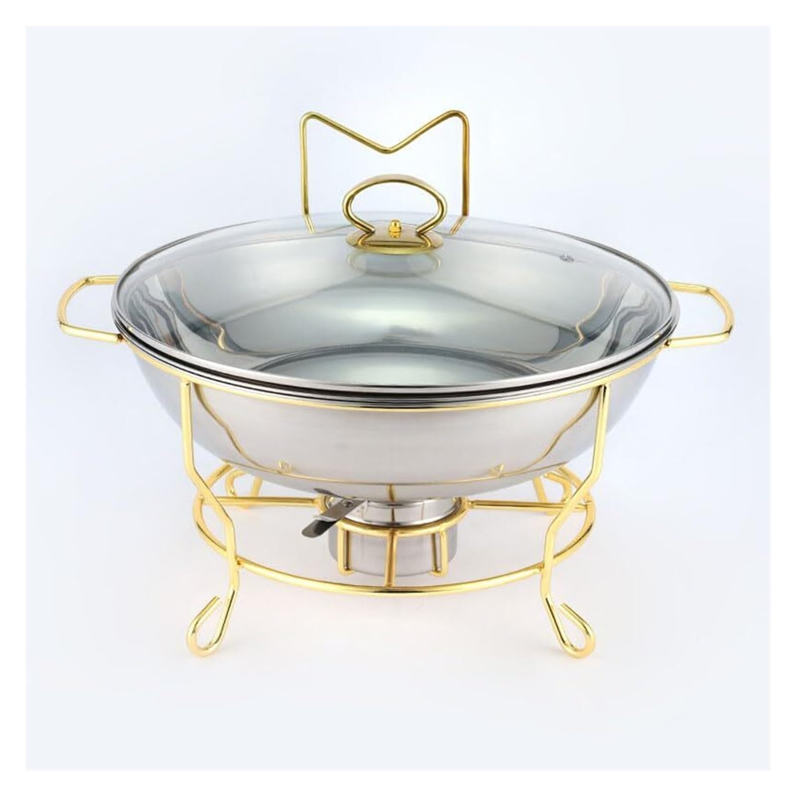 Platos de frotamiento con gancho lateral redondo for buffet estufa buffet | Juego de buffet de plato de frotamiento de acero inoxidable for cualquier fiesta, restaurante, hotel(6L)