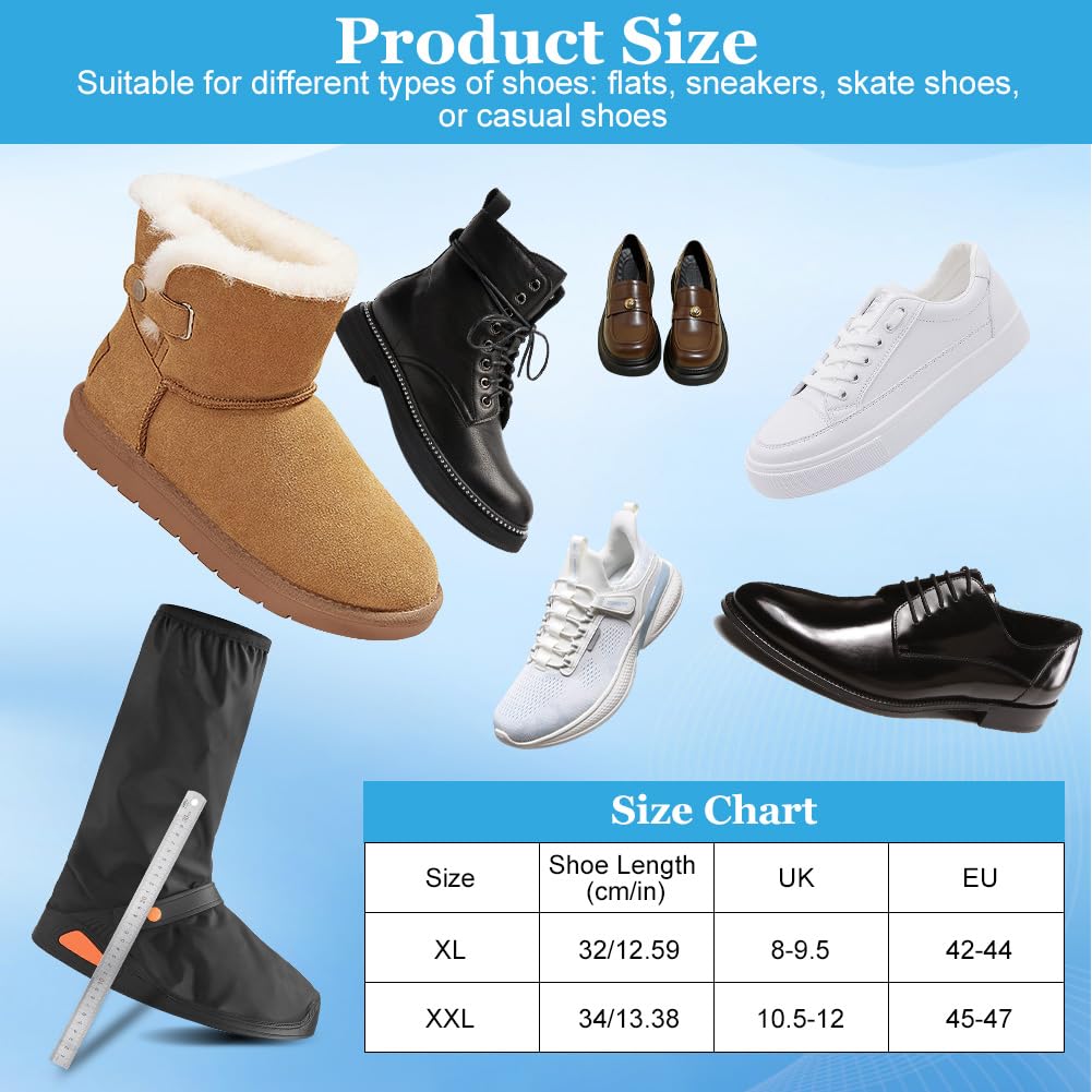 Copriscarpe Impermeabili, Travel Copre Scarpe, Suole Antiscivolo, Design con Cerniera, Riutilizzabili, Lavabile, Soprascarpe Impermeabile Pioggia Neve Fango, Unisex, Bianco - 2