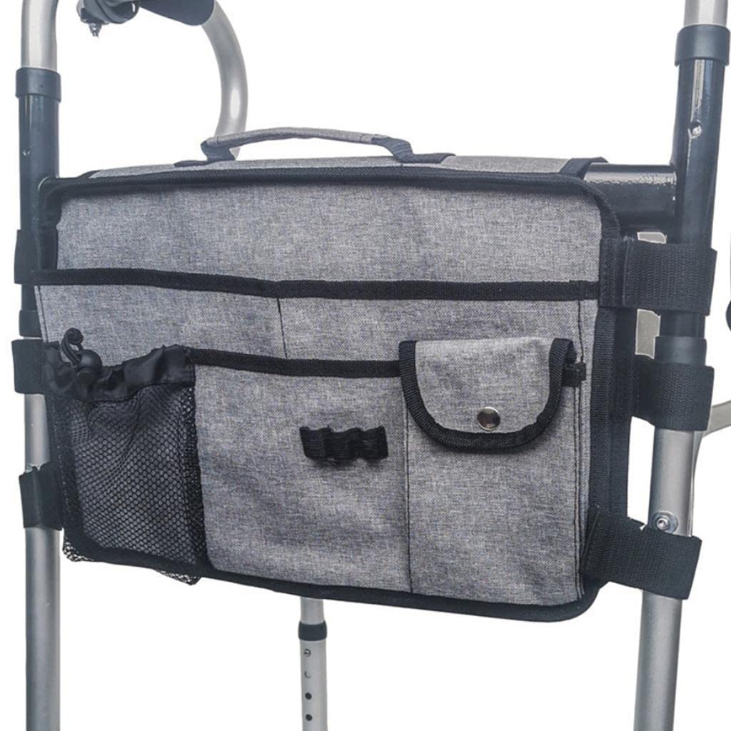 Borsa impermeabile del sacchetto del bracciolo laterale della sedia a rotelle per gli accessori della scatola della pillola della tazza, nero, 32 x 18 cm