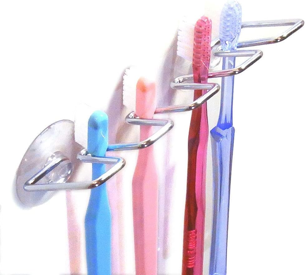 Caubest 4本用 使いやすい衛生的 色々な 歯ブラシ が掛けられる ホルダー 日本製 吸盤 スタンド