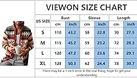 Vista 4 de VIEWON Chaqueta de punto de manga larga con estampado tribal azteca occidental, étnico, vintage, con solapa