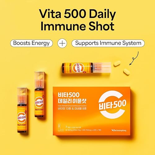 Miniatura 4 de KWANGDONG Vita500 Daily Immune Shot - Suministro para 7 días, suplemento de apoyo inmunológico con 13 vitaminas y 8 minerales. Disparo de refuerzo