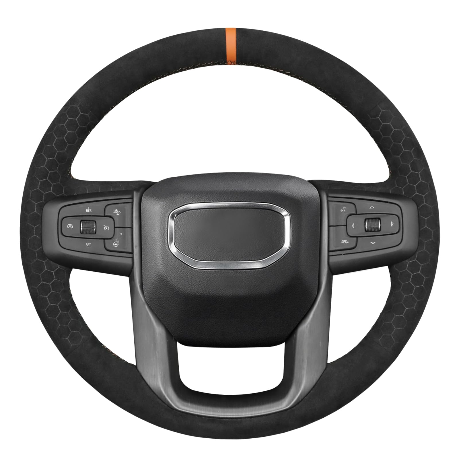 Funda para Volante de Coche para GMC Sierra 1500 / Sierra 1500 Limited/Sierra 2500 3500 / Yukon (XL) Fabricada en Microfibra de Cuero con Acabado Brillante de Fibra de Carbono