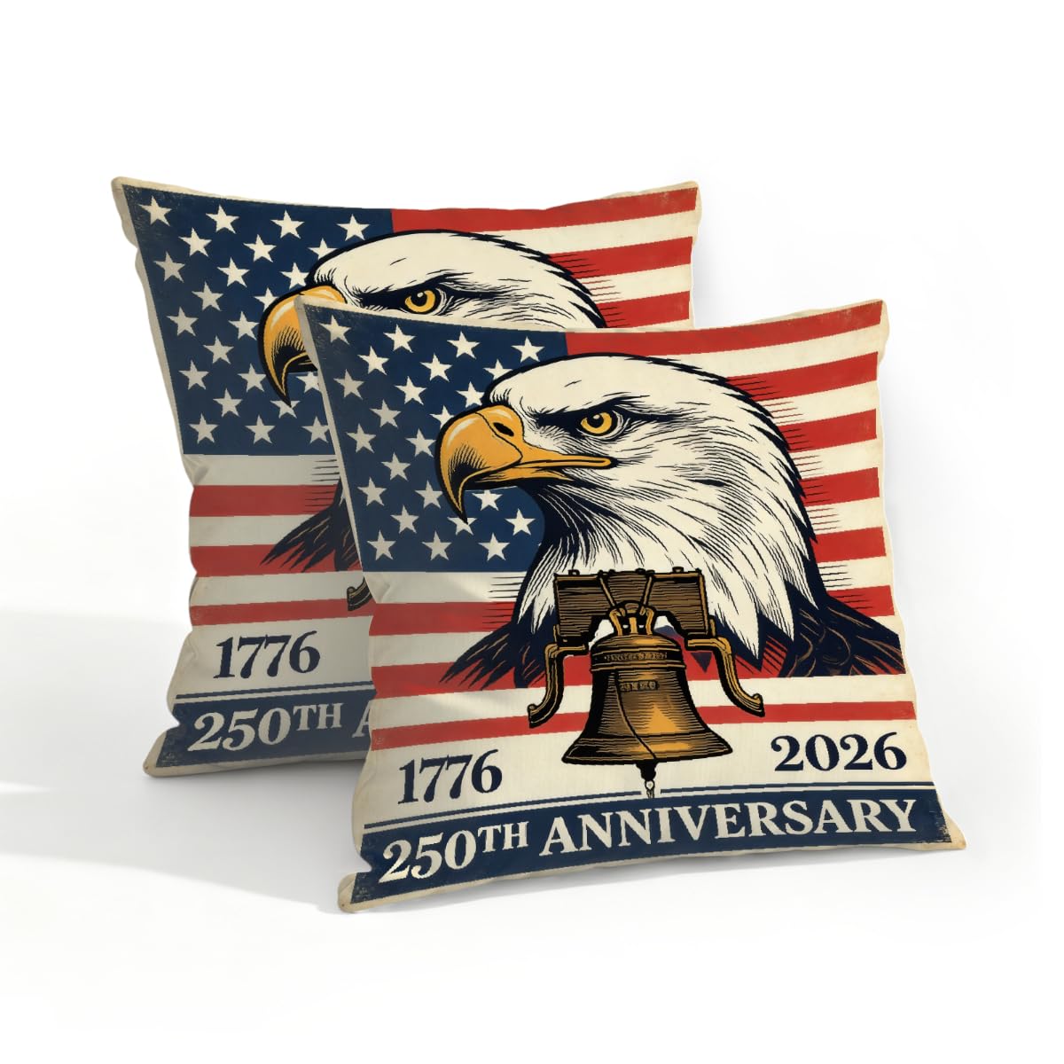 Outdoor Pillow Covers Waterproof Pillowcases 18x18in Set of 2 250th Anniversary Eagle USA Flag Decorative Throw Cushion Case for Couch Sofa Garden Patio Furniture
