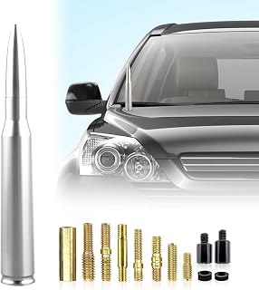 Pack-1 Car Truck Bullet Antenna, 5.5" Vehicle Short Antenna for GM Chevy Silverado 1500 2500 3500 HD Avalanche GMC Sierra 1500 2500 3500 Denali (Silver)