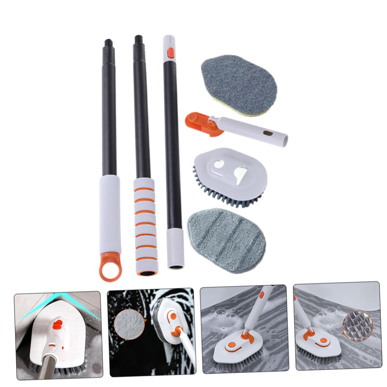 PACKOVE Spazzola Multifunzione per Fessure Pavimenti Arancia in Plastica Setole Rigide per Pulizia Bagno e Piastrelle, Resistente e Contro Macchie Ostinate