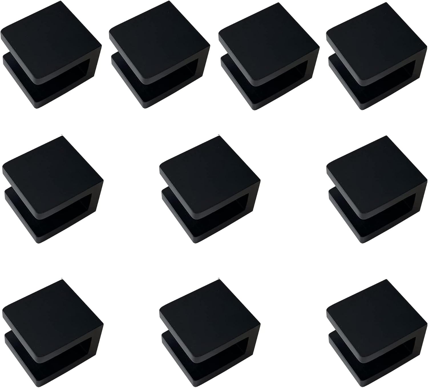 LukLoy Brass Glass Clamp, No-Drill-on-Glass Shelf Bracket Clip Holder Support for 8mm - 10mm(10, Matte Black)