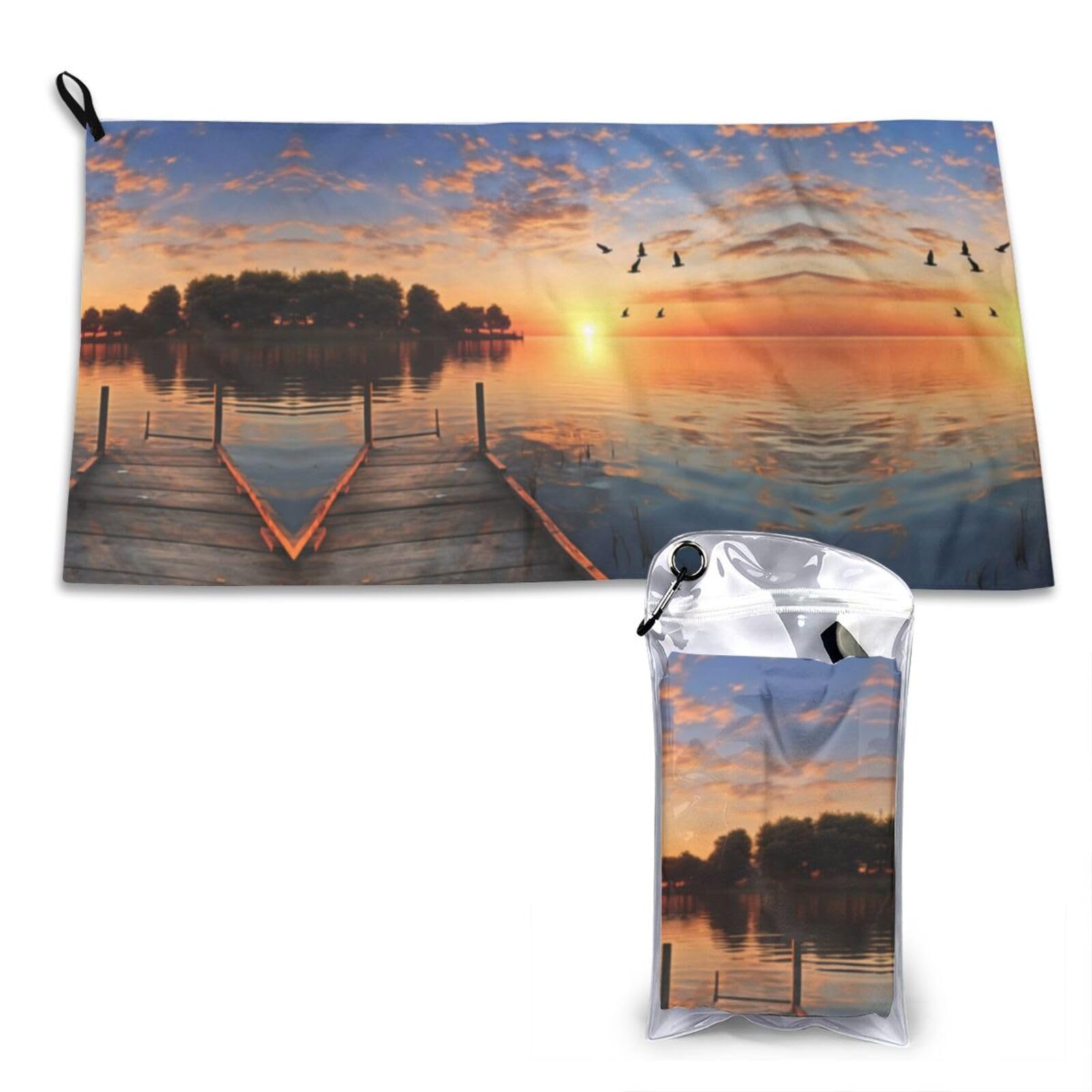 WXWJSHMGC Lake Under Sunset Print Cooling Towel, Gym Towel,Cooling Towels For Neck, Soft Breathable Travel Cool Towel,Sports Towels For Gym,Camping
