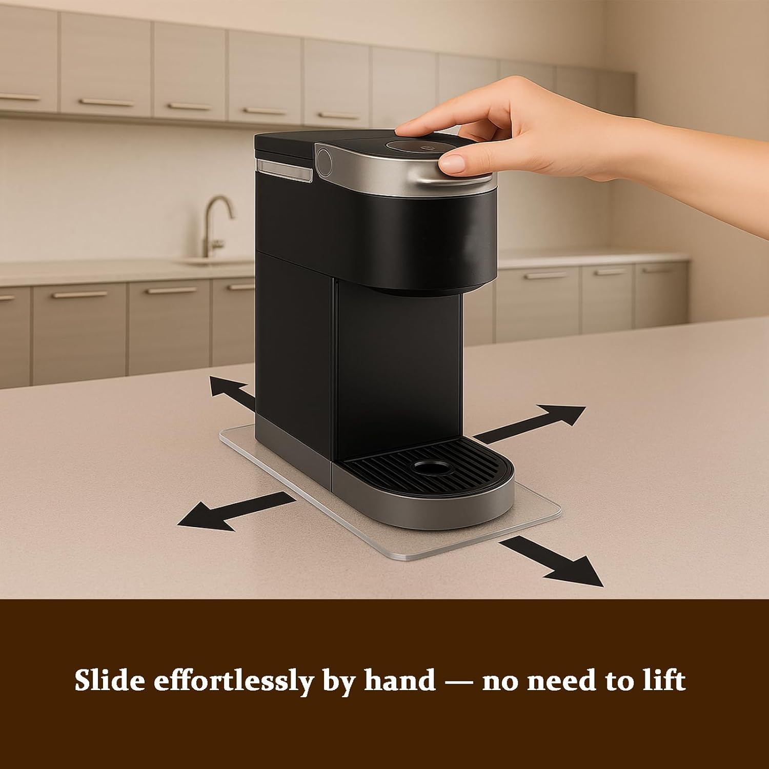 Transparent Acrylic Coffee Maker Slider Tray – Slider Tray for Countertop, Compatible with Keurig Single Serve K-Cup Pods Coffee Maker K-Mini & K-Express, Perfect Fit for Single-Serve Machines Wide-Small(13"D x 9.5"W)