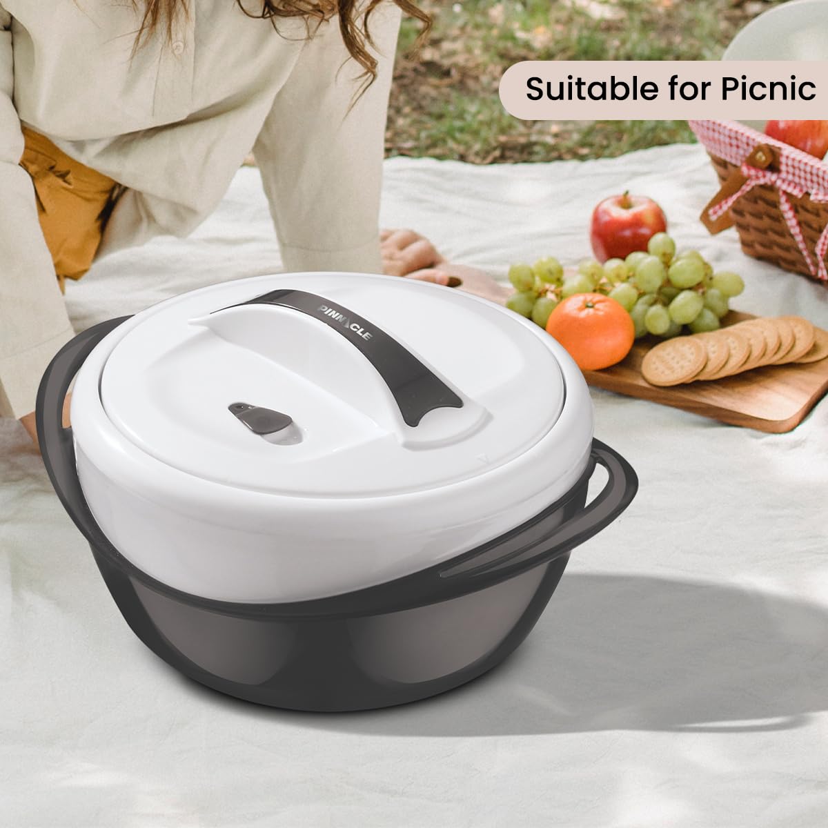 Pinnacle Große isolierte Auflaufform mit Deckel, 3,6 qt. Eleganter Hot Pot Speisenwärmer / Kühler - Thermo-Suppen-/Salat-Servierschale aus Edelstahl - Bestes Geschenkset für Mütter