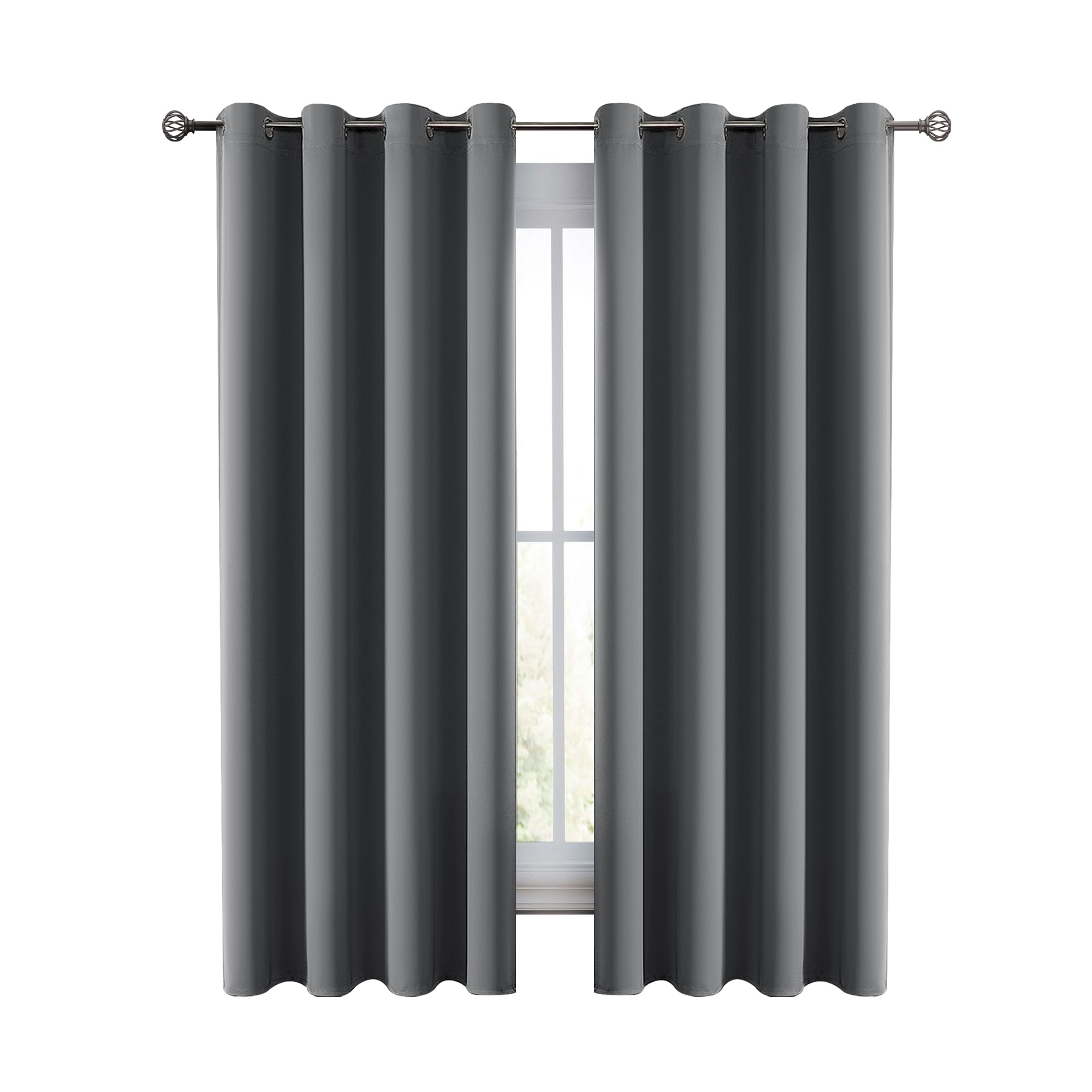 LUX Décor Premium Blackout Curtains 63 Inch Length Long 2 Panels Set - Thermal Insulated Room Darkening Curtains for Bedroom Window - Grommet Drapes -