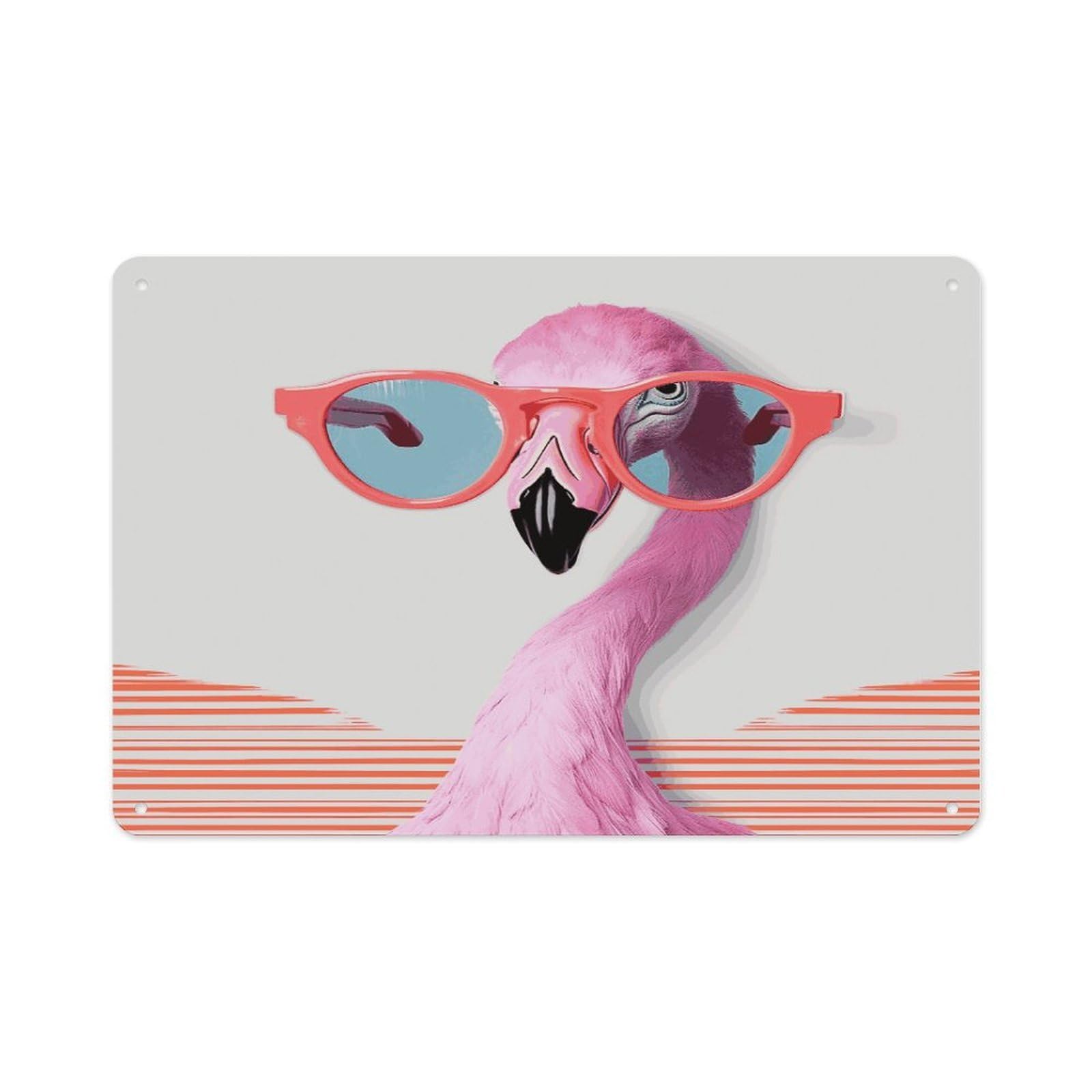Btcowzrv Style Hello Glasses Flamingo Metal Sign 7.9 X 11.8 Inch, Aluminum Sign Wall Art Decor Easy To Install, Decorative Plaque For Home Bar Kitchen Pub Shop Garage