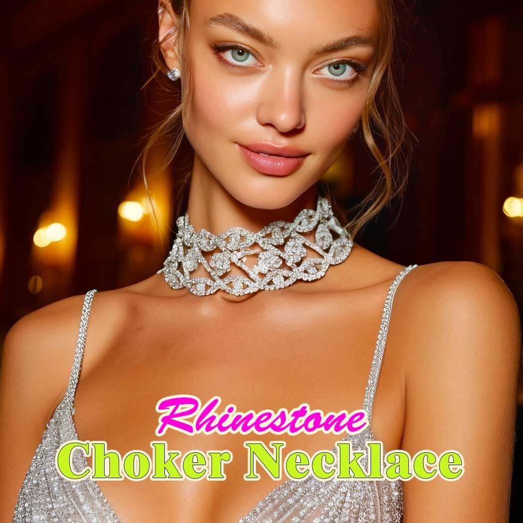 JAKAWIN Rhinestone Choker Necklace Jewelry Silver Bling Diamond Chokers for Women (Silver) - Image 5