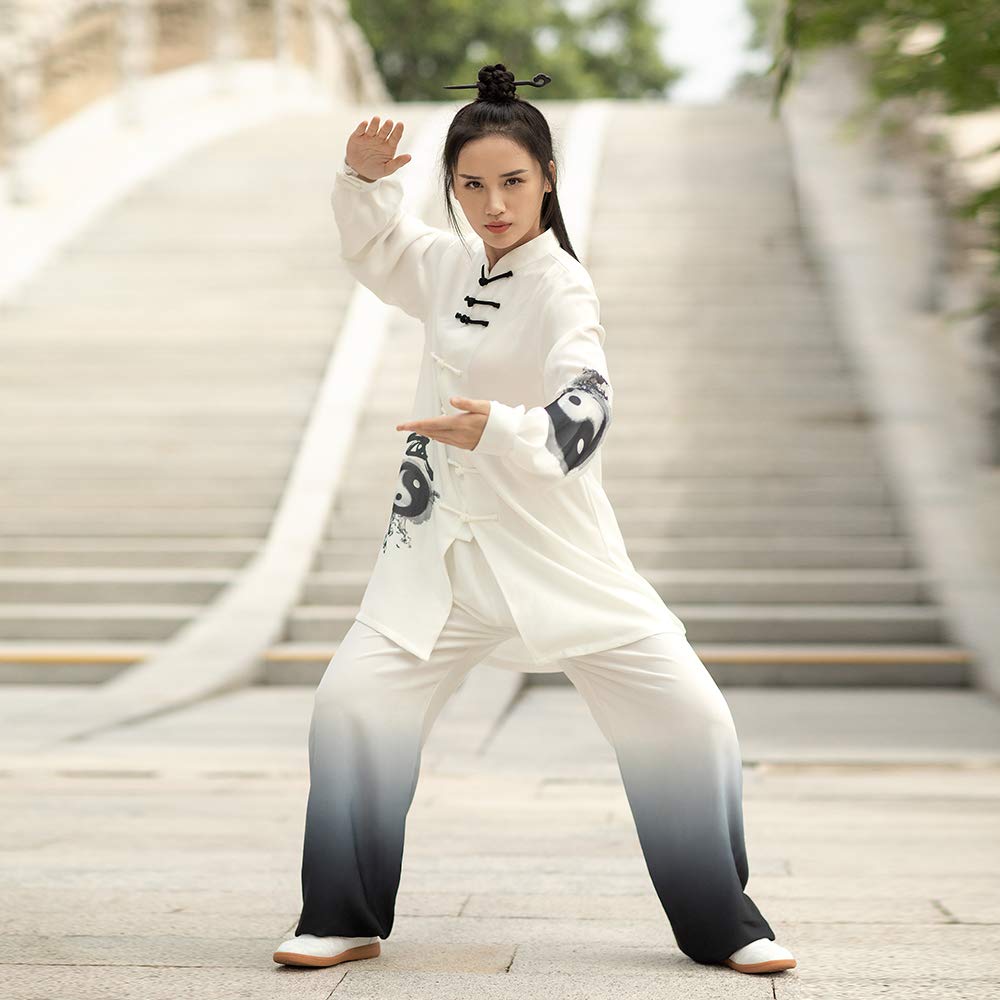 KSUA Uniforme unisex de Kung Fu para artes marciales de seda y lino, manga larga, ropa de tai chi, para ejercicios, Qi Gong, Kung Fu, Wung Chun