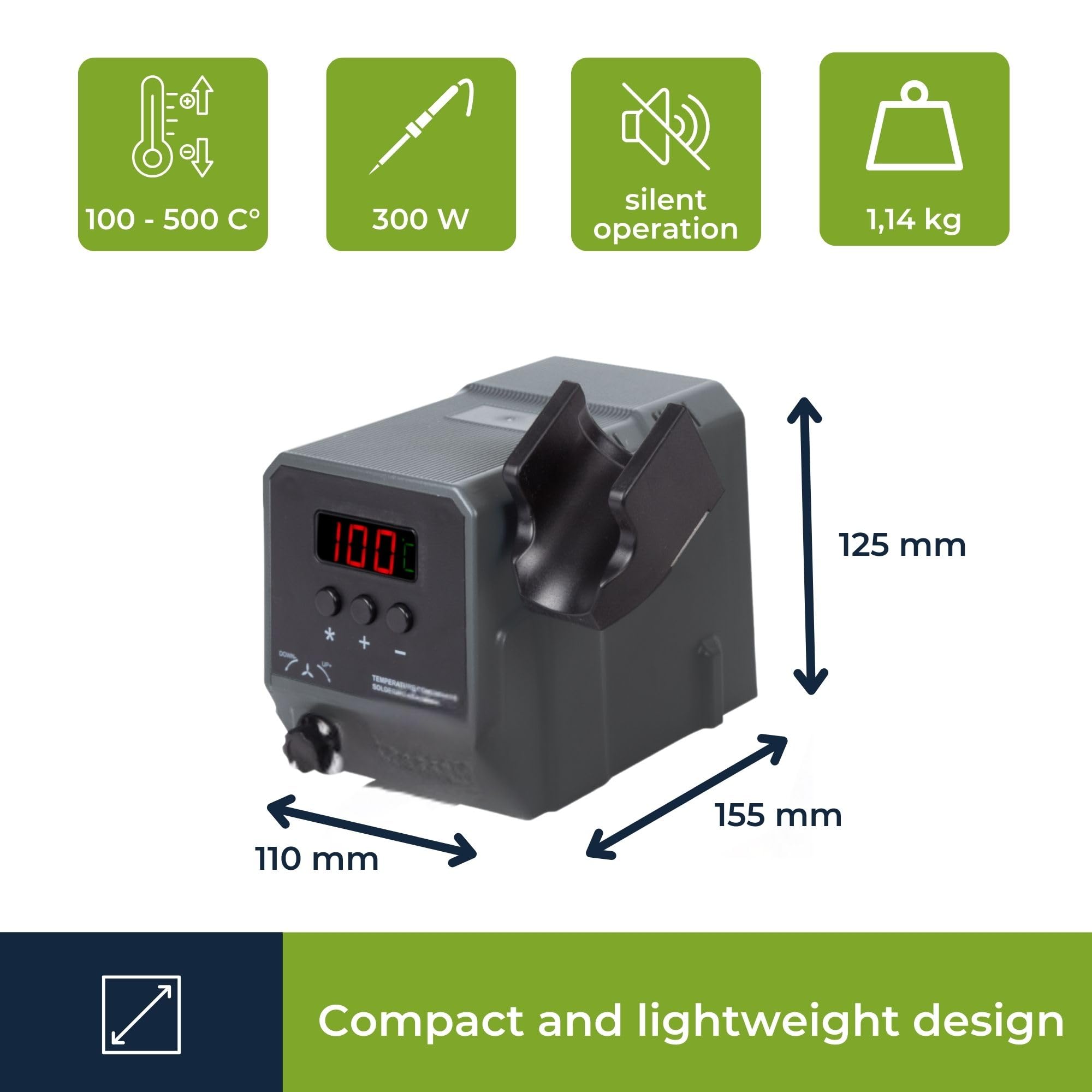 Velleman Estación de soldadura, para componentes CMS, multifunción, 300 W, 100-500 ° C, gris