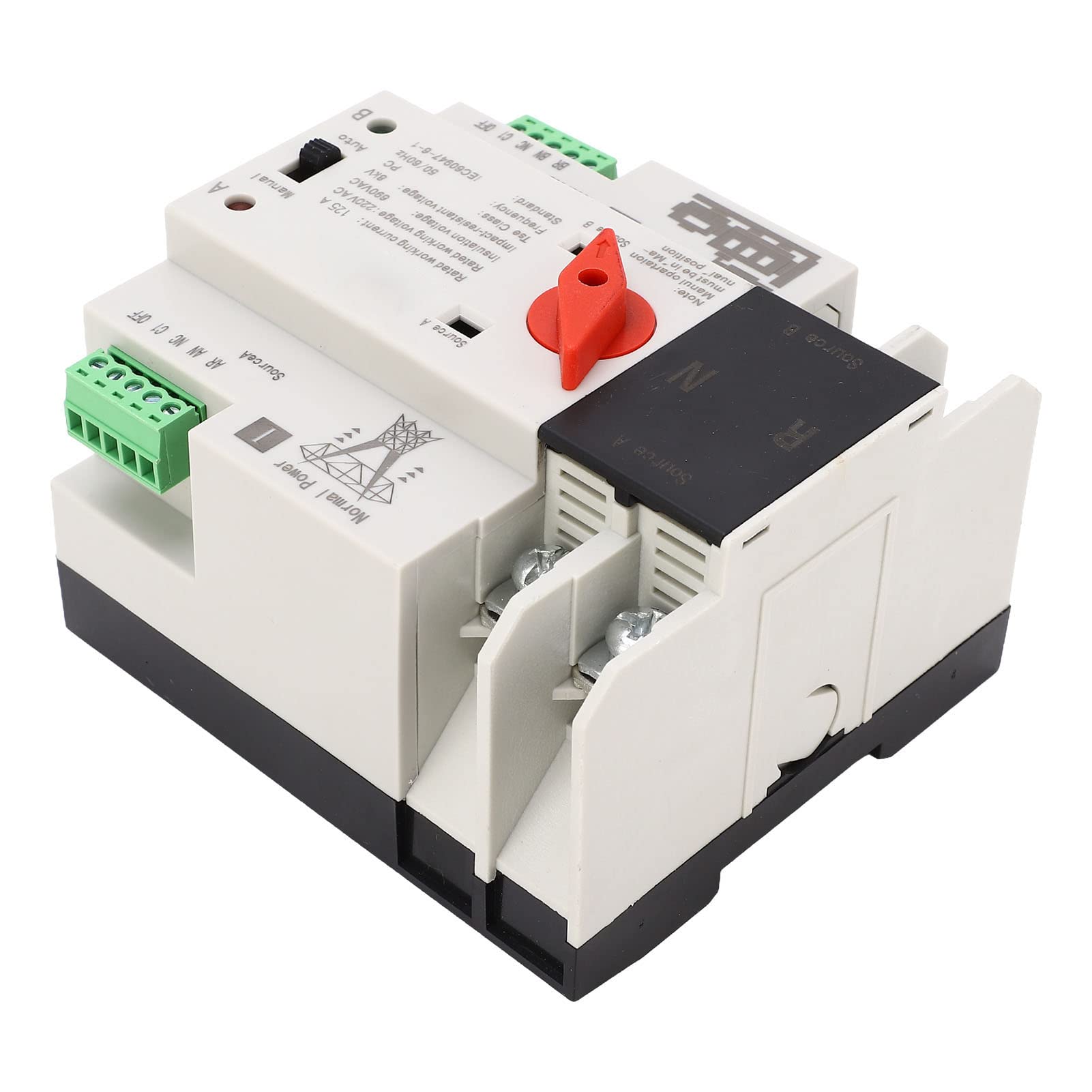 FTVOGUE Interruptor de Transferencia Automática de Doble Potencia de 110V, Interruptor de de Generador 2P de 100 Amperios, Interruptor ATS de Control WiFi (125A)
