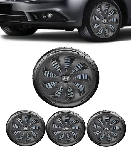 Jogo 4 Calotas Esportiva Velox Preto Fosco Aro 15 HYUND HB20 Hatch HB20s Sedan HB20X