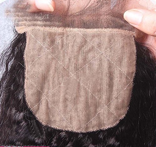 Remeehi Kinky Straight Silk Base Top Closure Bleached Knots Free/Middle/3 Part 4"X4" Brazilian Virgin Human Hair Closure Natural Color (Free Part 8 inch)